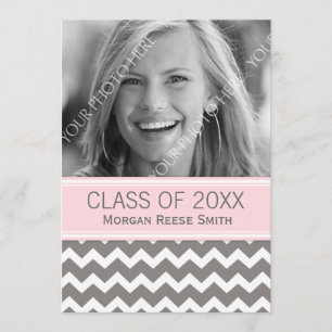 Invitación de graduación fotográfica gris rosa