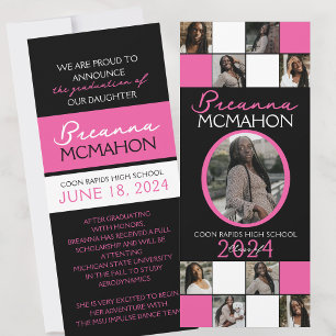 Invitación de graduación fotográfica Hot Pink and 