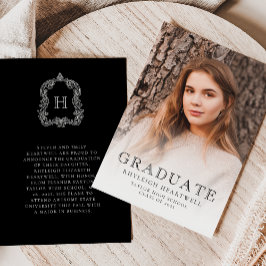 Invitación de graduación fotográfica monograma bla