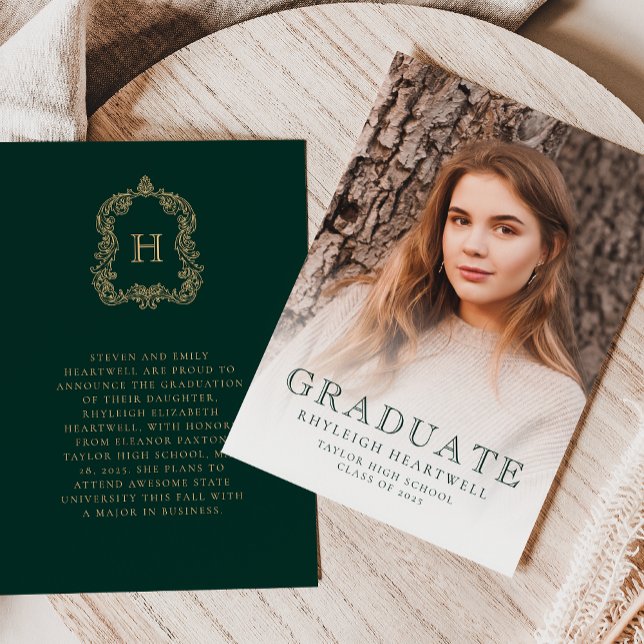 Invitación de graduación fotográfica monograma de  (Subido por el creador)