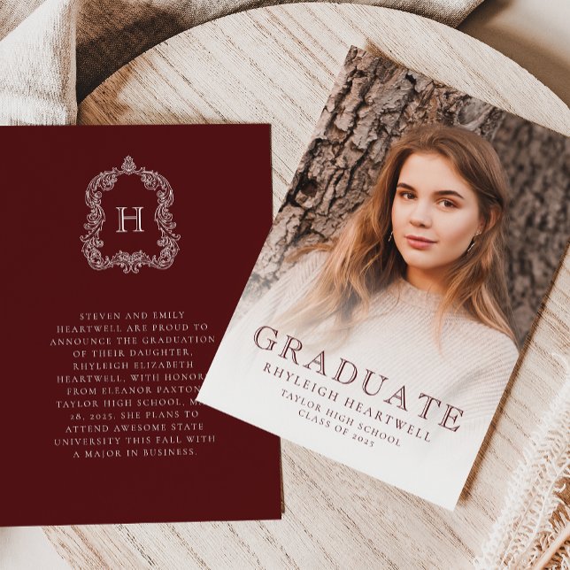 Invitación de graduación fotográfica monograma en  (Subido por el creador)