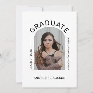 Invitación de graduación fotográfica simple y eleg