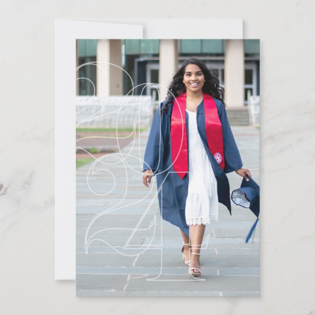 Invitación de graduación fotográfica superior Navy (Anverso)