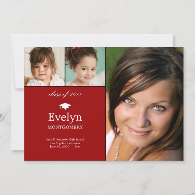 Invitación de graduación fotográfica Timeline 3 (Anverso)