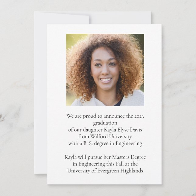 Invitación de graduación Girly elegante (Reverso)