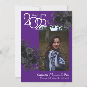 Invitación de graduación gótica morada del Rosa ne