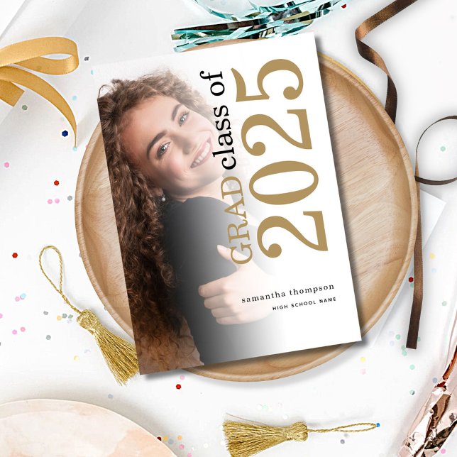 Invitación de graduación Grad Photo Gold Black 202 (Subido por el creador)