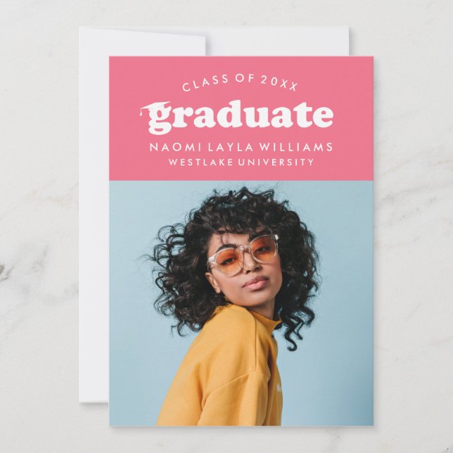 INVITACIÓN DE GRADUACIÓN | GRADUADO RETRO MODERNO  (Anverso)