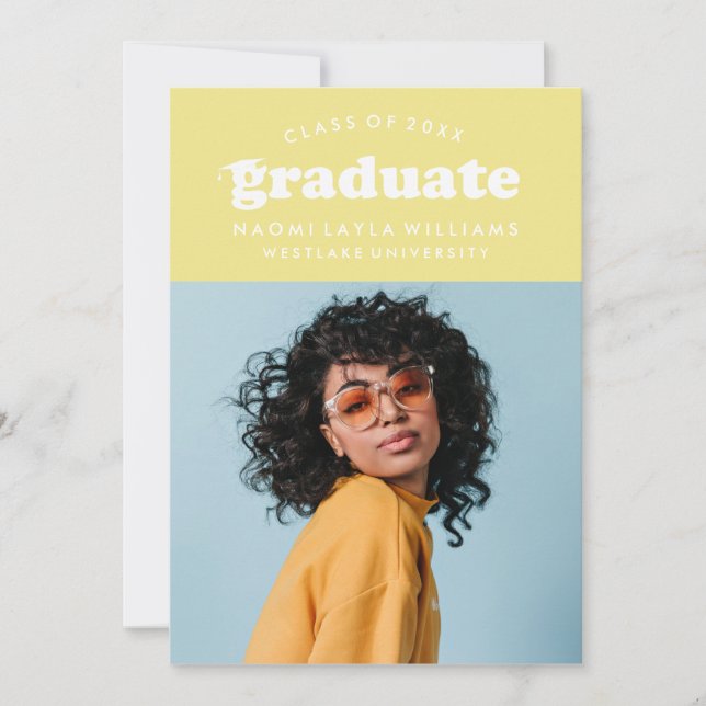 INVITACIÓN DE GRADUACIÓN | GRADUADO RETRO MODERNO  (Anverso)