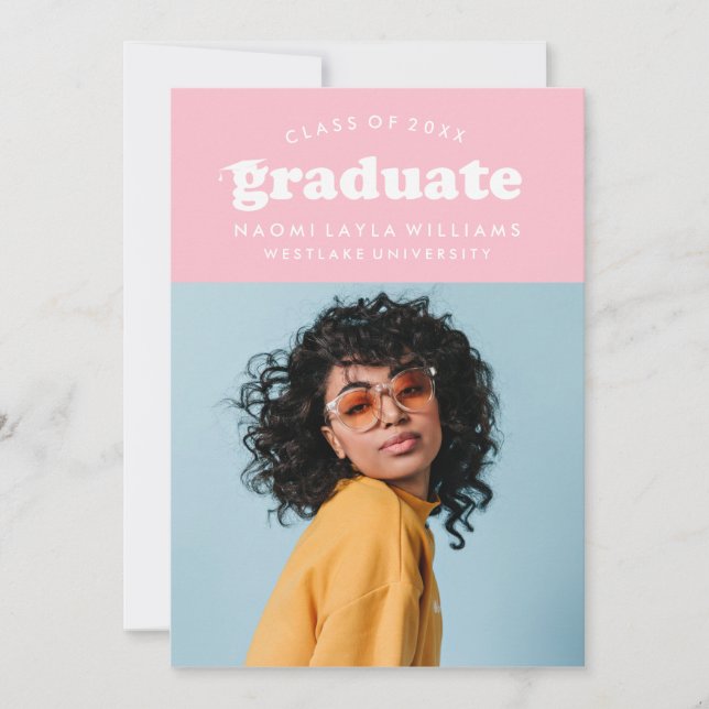 INVITACIÓN DE GRADUACIÓN | GRADUADO RETRO MODERNO  (Anverso)