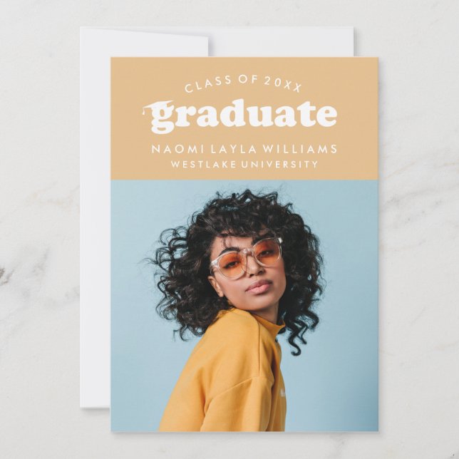 INVITACIÓN DE GRADUACIÓN | GRADUADO RETRO MODERNO  (Anverso)