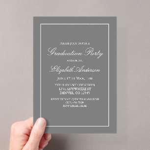 Invitación de graduación gris minimalista clásica