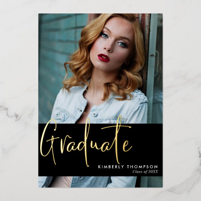 Invitación de graduación guión gráfico moderno sim (Anverso)