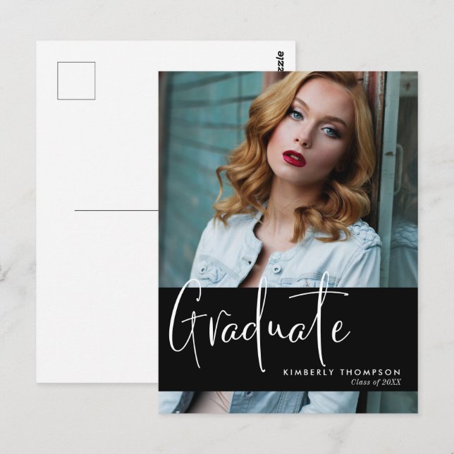 Invitación de graduación guión gráfico moderno sim (Anverso / Reverso)