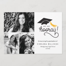 Invitación de graduación Hip Hip Hooray