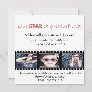 Invitación de graduación Hollywood Star Red