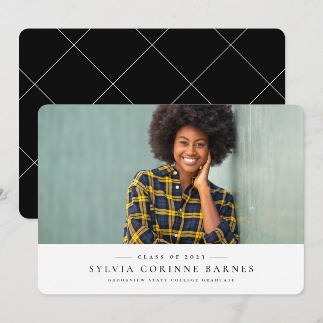 Invitación de graduación horizontal clásica simple (Anverso / Reverso)