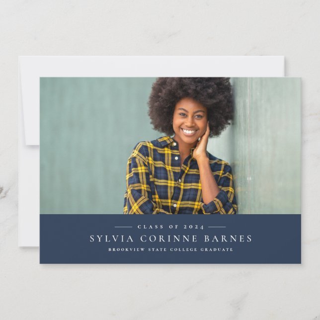 Invitación de graduación horizontal de la marina c (Anverso)