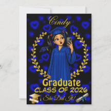 Invitación de Graduación Latina Clase de Azul Dora
