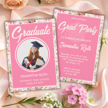 Invitación de Graduación Lazos y Cintas Rayadas de