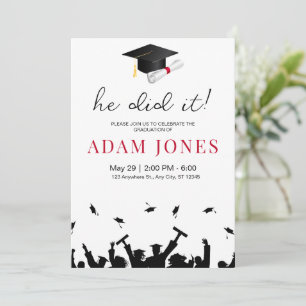 Invitación de graduación 'Lo Hizo', Minimalista Se