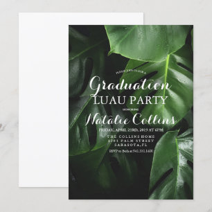 Invitación de graduación Luau hoja de palma tropic