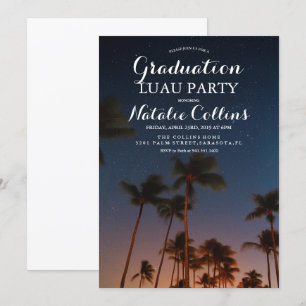 Invitación de graduación Luau Palma Tropical