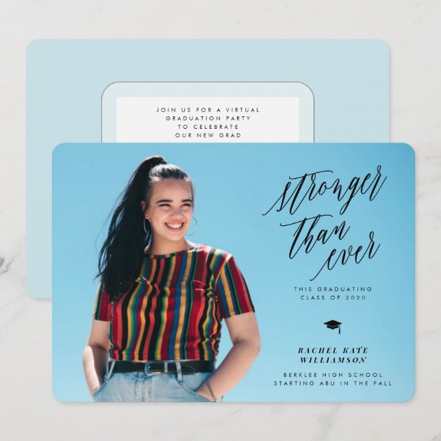 Invitación de graduación más fuerte que nunca (Anverso / Reverso)