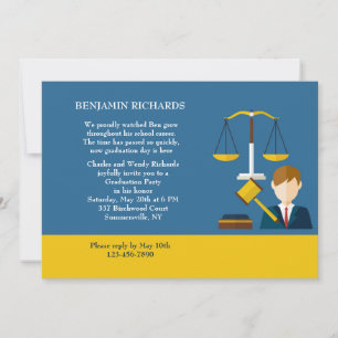 Invitación de Graduación Masculina Asuntos Legales