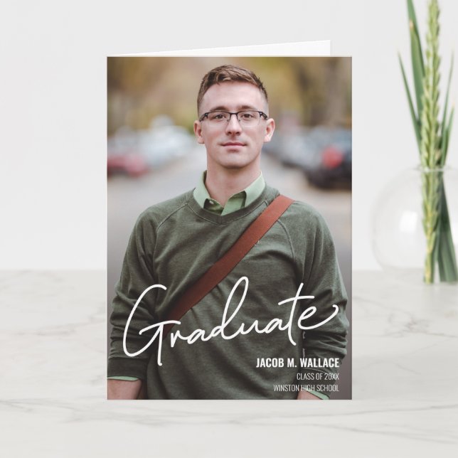 Invitación de graduación masculina moderna persona (Anverso)