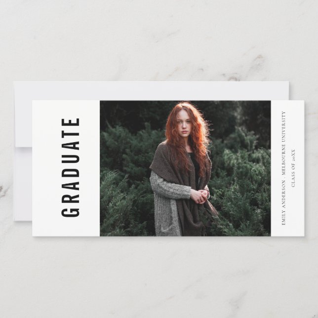 INVITACIÓN DE GRADUACIÓN MÍNIMA LIMPIA DE FOTOS (Anverso)