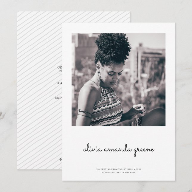 Invitación de graduación minimalista (Anverso / Reverso)