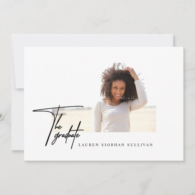 Invitación de graduación minimalista de foto (Anverso)