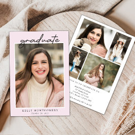 Invitación de graduación minimalista rosa