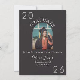 invitación de graduación moderna con forma de arco