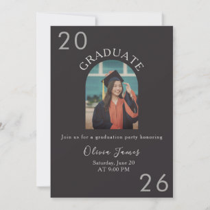 invitación de graduación moderna con forma de arco