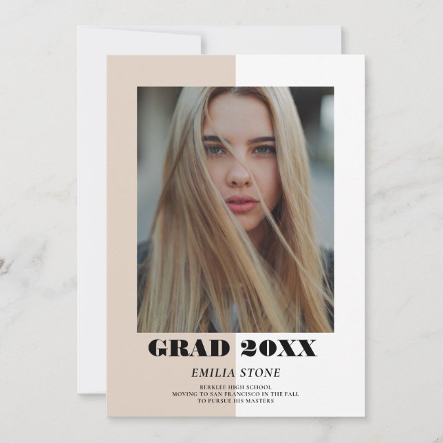 Invitación de graduación moderna de bloque de colo (Anverso)