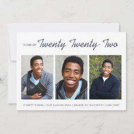 Invitación de graduación moderna de tres fotos | A