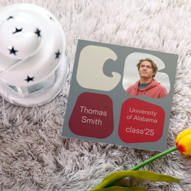 Invitación de graduación moderna fotográfica y for (Modern Graduation Announcement photo and shapes)