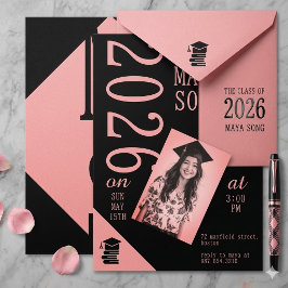 Invitación de graduación moderna y atrevida con fo