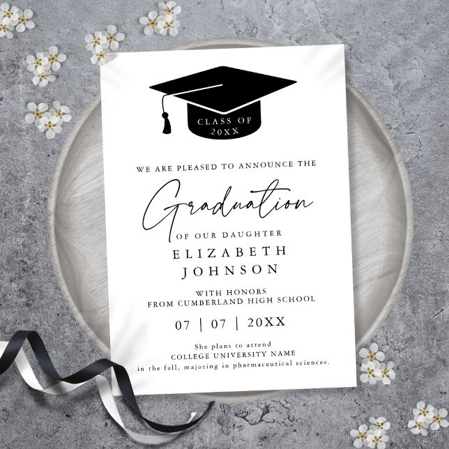 Invitación de graduación moderna y sencilla (Simple Elegant Modern Graduation Announcement)