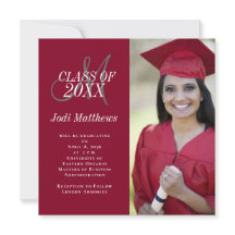 Invitación de graduación Monograma Foto Fiesta