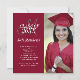 Invitación de graduación Monograma Foto Fiesta