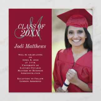 Invitación de graduación Monograma Foto Fiesta