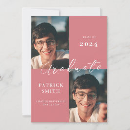 Invitación de graduación, mosaico - rosa