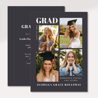 Invitación de Graduación Negra Con Fotos