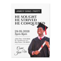 Invitación de Graduación Negra y Blanca Moderna y