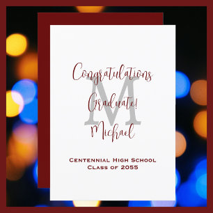 Invitación de graduación, nombre gris blanco borgo