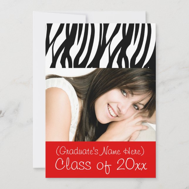 Invitación de graduación o Fiesta femenino rojo (Anverso)