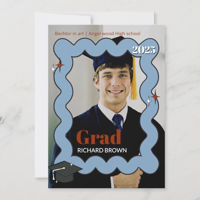 Invitación de graduación ondulada de la ondulación (Anverso)